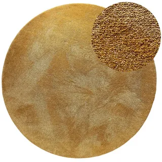 benuta Nest Hochflorteppich Melvin waschbar ø 150 cm rund , Gelb , Kunststoff , Uni , Rund , 150x150 cm , Oeko-Tex® Standard 100 , für Fußbodenheizung geeignet, in verschiedenen Größen erhältlich, waschbar, pflegeleicht , Teppiche und Böden, Teppiche, Hochflorteppiche & Shaggys