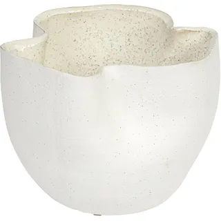 Bloomingville 18 cm Steingut, gerüschtes Sand-Finish und reaktive Glasur, für 10,2 cm Topf, weißer Übertopf, Beige