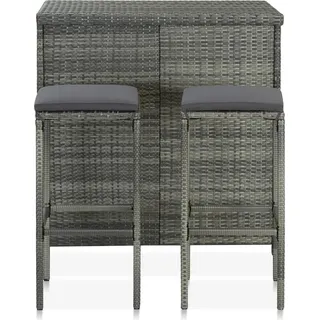 vidaXL 3-tlg. Bar Set Poly Rattan Grau - Grau