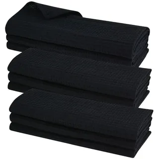 Gariella 9X Geschirrtuch aus 100% Baumwolle Waffel-Piqué in schwarz