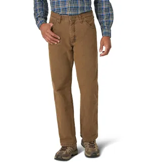 Wrangler Rugged Wear Woodland Thermo-Jeans für Herren | Große Größen, Stonewash-Rot, entspannte Passform mit geradem Bein, gestepptes Thermofutter, Five-Pocket-Styling