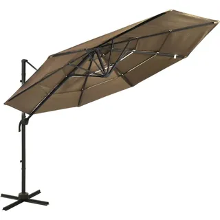 The Living Store Sonnenschirm mit Aluminium-Mast 4-lagig Taupe 3x3 m - Taupe