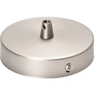Baldachin Abdeckung (Ø 100 mm), Höhe 24 mm, Deckenbaldachin für Hängeleuchte, Lampenbaldachin inkl. Klemmnippel aus Metall, Edelstahl, Mattsilber