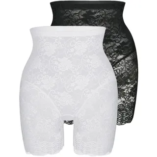 Shapingpants SASSA "Functional Lace", Damen, Gr. 65, schwarz-weiß (weiß, schwarz), Spitze, Obermaterial: 89% Polyamid, 11% Elasthan, unifarben, körpernah, Unterhosen Shapingpants, mit floraler Spitze, leicht formend, hohe Taille, langes Bein