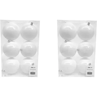 Kunststoff Weihnachtskugel Ø 10cm weiß Deko Kugel Christbaumschmuck bemalen DIY 2 Sets - 12 Stück