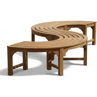 Baumbank Fermo S-Form Teak Massivholz 200 cm 180°