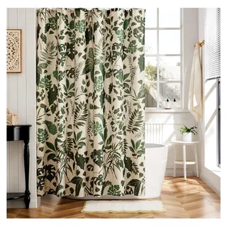 Duschvorhang im Boho-Stil mit Blumenmuster für das Badezimmer, tropische Blätter, wasserdicht, Polyestergewebe, 183 x 183 cm, Grün - Grün