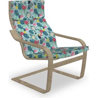 ABAKUHAUS Tropisch Poäng Sessel Polster, Flamingo Ananas Toucan, Sitzkissen mit Stuhlkissen mit Hakenschlaufe und Reißverschluss, Mehrfarbig