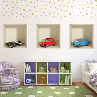 Selbstklebende 3D-Aufkleber | Wandaufkleber 3D-Effekt Vintage Autos – Wandaufkleber Schlafzimmer Erwachsene – 3D-Wandaufkleber – Wanddekoration Wohnzimmer – Wandaufkleber Trompe l'oeil | 30 x 90 cm