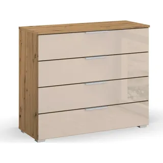 Rauch Kommode »Sideboard Schubladenkommode Schubkastenkommode KOLUNA mit Glasfront«, Breite 93 cm mit 4 großen Schubladen für viel Stauraum MADE IN GERMANY, beige