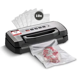 CASO Design Caso VRH 490 advanced Vakuumierer, Testurteil Sehr Gut Folienschweißgerät, bis zu 100 Vakuumiervorgänge non-stop, herausnehmbare Vakuumkammer, inkl. 10 Beutel (20 x 30 cm)