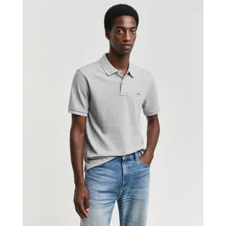 Poloshirt GANT "REG EMB ARCHIVE SHIELD POLO", Herren, Gr. S, grau (grau melange), Web, Obermaterial: 100% Baumwolle, unifarben, regular fit normal, Rundhals, eingesetzt,Ärmel ohne Ärmelschlitz angesetztes Bündchen, Shirts Poloshirt, Mit Schlitzen an der Seite