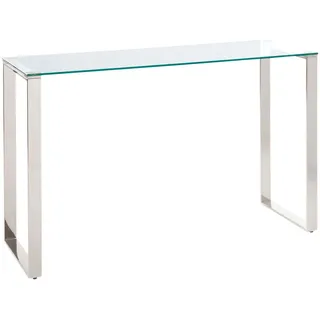Beliani Konsolentisch mit Glasplatte Silber Tilon , Silberfarben, Transparent , 120x75x40 cm , Wohnzimmer, Wohnzimmertische, Konsolentische