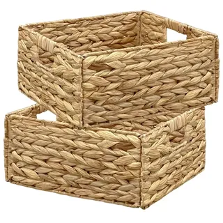 2Stück kallax einsatz Wasserhyazinthe körbe aufbewahrung für Regale, faltbar kallax boxen, geflochten Aufbewahrungskorb Wäschekorb für Regale gewebte Behälter für Badezimmer (30cmx3cm4x15cm)