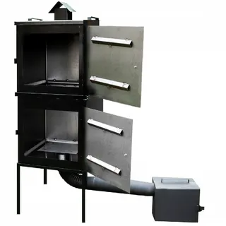 Räucherkammer Stahl Räucherofen Räucherschrank Zwei Kammer Garten 50x50x120cm 7545 - Schwarz