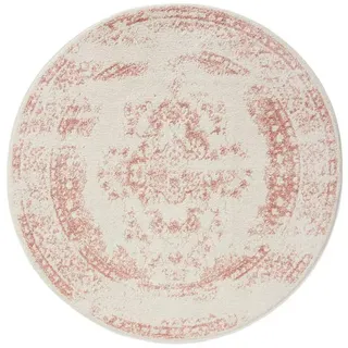 benuta Vintage-Teppich, Creme, Rosa, Kunststoff, Vintage, Boho-Style, Retro - pflegeleicht, Teppiche ø 120 cm rund - Kunstfaser - Rund , im Style: