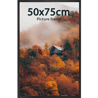 Ditwis Bilderrahmen 50x75 Schwarz, Aluminium Fotorahmen Groß für 75x50 cm Poster, Fotos, Kunstwerke und Puzzles, Metall Posterrahmen zum Aufhängen, Rahmen für Wohnungen, Büros und Galerien
