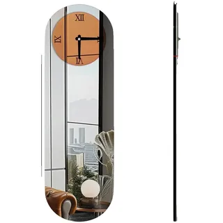 Lange rechteckige Wanduhr, elegantes braun getöntes Glas, geräuschloses Quarzwerk, 100 cm x 32 cm x 3,5 cm - Braun, Silber