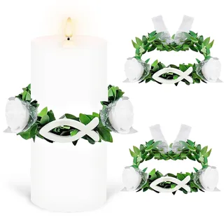 2 Stück Tropfschutz Kommunionkerze 4cm Tropfenfänger Kommunionkerze, Kerzen Tropfschutz Kommunion Deko, Erstkommunion Deko – Tropfenfänger für Kerzen 4-5 cm Taufkerzen Kommunion & Hochzeit