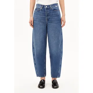 BAARLY HIGH WAIST BARREL JEANS | 100% recycelte Baumwolle Non Stretch - blau (33-32)