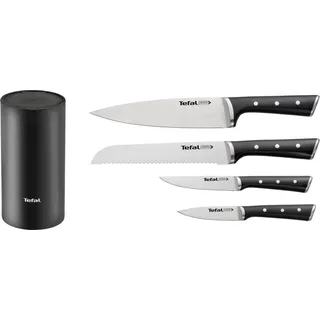 Tefal Ice Force Messerset 4-tlg. + Block K2325S75 - Silber, Schwarz