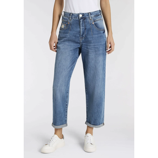 Straight-Jeans HERRLICHER "Brooke Denim Light", Damen, Gr. 30, N-Gr, blau (sun faded), Denim/Jeans, Obermaterial: 98% Baumwolle, 2% Elasthan, loose fit knöchelfrei, Jeans Straight-Jeans, krempelbar