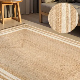 Teppich HANSE HOME "Jutta Juteteppich", natur, gold, elfenbein, B:160cm H:7mm L:230cm, Jute, Teppiche, Teppich, Handgewebt, Jute Naturteppich, Boho, Wohnzimmer, Schlafzimmer