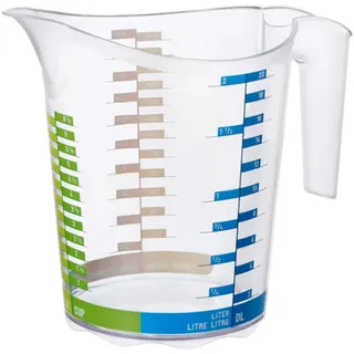 Rotho Domino großer Messbecher 2l mit Skala, Kunststoff (PP) BPA-frei, transparent, 2l (22.1 x 15.4 x 19.3 cm)