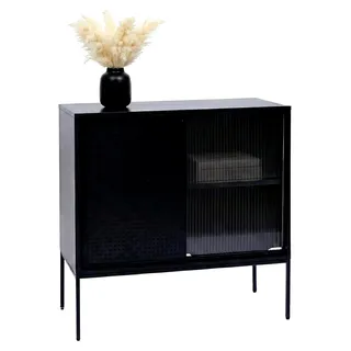 Kommode, Schrank Sideboard Highboard, Industrial Staufächer mit Schiebetüren aus Metall 85x80x45cm - schwarz - Schwarz