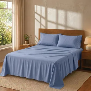 Degrees Home - 3-teiliges Bettwäsche-Set - Spannbettlaken, Bettlaken und Kissenbezug - Mikrofaser Polyester Bett 105 cm, Hellblau