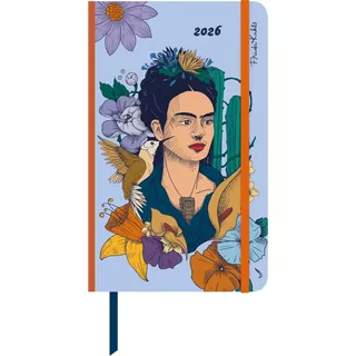 Neumann DUMONT - Frida Kahlo Buchkalender 2026 – Taschenkalender 13 x 21 cm – Weekly Planer mit Verschlussband & Falttasche