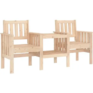 vidaXL Gartenbank mit Tisch 2-Sitzer Massivholz Kiefer - Braun