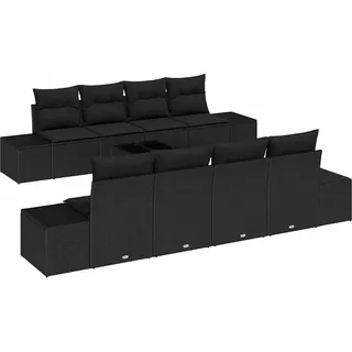 vidaXL Sofa Set 7 stk. Schwarz [Synthetisch]: Poly Rattan - Schwarz