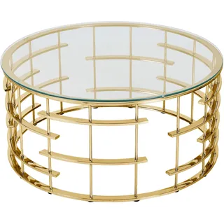 Couchtisch SALESFEVER "Glastisch: Stil und Funktionalität Wohnzimmertisch", gold (gold, gold, klar), B:90cm H:42cm T:90cm, Metall, Sicherheitsglas, Tische, Couchtisch, Gestell gefertigt aus rostfreiem Edelstahl