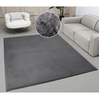 MY HOME Fellteppich »Balu, Kunstfellteppich, Modern, Langflor Teppich« rechteckig 20 mm Höhe Kaninchenfell-Haptik, kuschelig, weich, Wohnzimmer, Schlafzimmer, grau