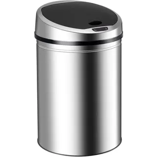 Ribelli Edelstahl Mülleimer 30 Liter - Abfalleimer mit Sensor - automatisches Öffnen und Schließen - Klemmring für Müllbeutel - Abnehmbarer Deckel - mit LED-Funktionsanzeige (Chrom)