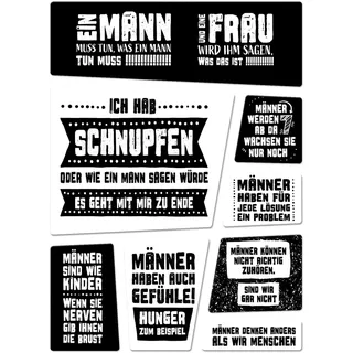 Kühlschrankmagnete 8er Set in Schwarz und Weiß zum Thema Männer Mann Humor Leben