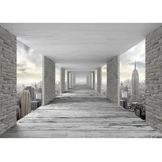 Runa Art Fototapete 3D New York 352 x 250 cm Vlies Tapeten XXL Moderne Wandtapete Wohnzimmer Schlafzimmer Grau 9157011a