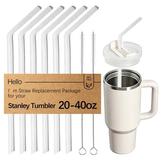 WK ieason Ersatz Silikon Strohhalme Wiederverwendbare Bendy Trinkhalme Kompatibel mit Stanley 20-40oz Bechern und anderen Marken mit 2 Strohhalmbürste, ungiftige Strohhalme für Kleinkinder