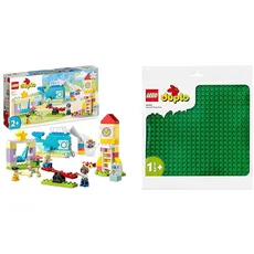 LEGO DUPLO Traumspielplatz Set, Konstruktionsspielzeug für Kinder ab 2 Jahren & DUPLO Bauplatte in Grün, Grundplatte für DUPLO Sets, Konstruktionsspielzeug für Kleinkinder 10980