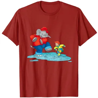 Benjamin Blümchen - Plitsc platsch Halloween T-Shirt, Herren, Cranberry, XXL