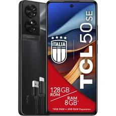 TCL 50SE Smartphone 4G Display 6,78 Zoll FHD+ 90 Hz, 128 GB, 8 GB RAM (4 GB + 4 GB RAM Erweiterung), 50 MP Hybrid-Kamera, Android 14, Akku 5010 mAh Fast Charging, Dual SIM, Grau, zusätzliches USB