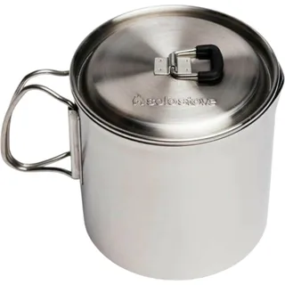 Kochtopf Pot 900 900 ml Edelstahl Camping Outdoor Ø 11,9 cm H 11,4 cm ausklappbare Griffe, für Campingkocher verstaubar - Silber