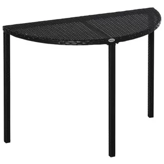 Outsunny Balkontisch halbrund Polyrattan + Metall Schwarz 100 x 50 x 74 cm