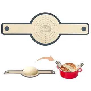 Brotbackmatte aus Silikon, 2er Set Backmatte mit Griffen für Dutch Oven, Antihaft & Hitzebeständig (-40°C bis 250°C), Wiederverwendbare Teigmatte für Sauerteigbrot und Backofen (Brotbackmatte A-1)