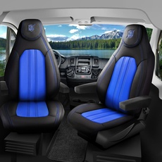 Sitzbezüge passend für Burow Wohnmobil Caravan in Schwarz Blau Pilot 7.5