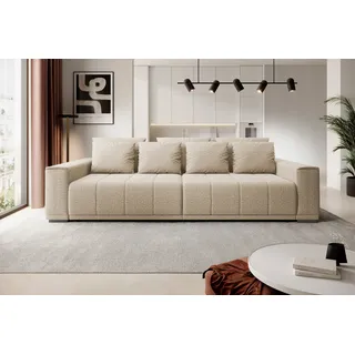 DomoHome MOTTA Bigsofa – Großes Sofa mit Bettfunktion, Liegefläche 175x228cm, 7-Kissen inklusive, KANSAS-Stoffbezug, zwei Bettkästen, Größe: 278x130x83cm, Farbe: Beige - Beige