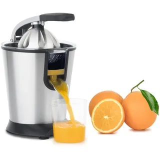 H.Koenig Elektrische Zitruspresse AGR80 BPA-frei, Orangen-, Zitronen-, Grapefruitsaft, Schnell, Automatisch, Leise, Leistungsstark, 160 W, Tropfstopp, Spülmaschinengeeignet, Silber, 160W