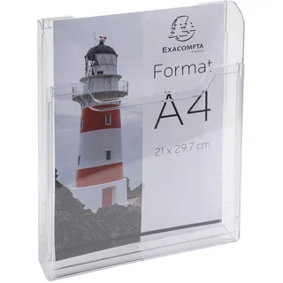 Exacompta 65158D 10er Pack Kunstoff-Wandprospekthalter Exacryl DIN A4 hoch 1 Fach fertig aufgebaut ohne Befestigungselemente 26mm tief transparent