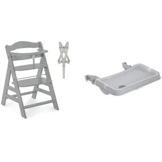 Hauck Alpha+ Mitwachsender Holz Hochstuhl (FSC Zertifiziert) & Essbrett Tray für Alpha+ und Beta+, Tiefenverstellbar